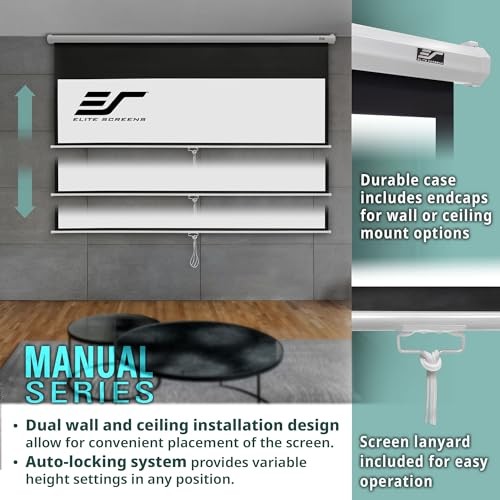 ELITE SCREENS MANUAL SERIES 100" 16:9 PULL DOWN Projector - Scratch & Dent
