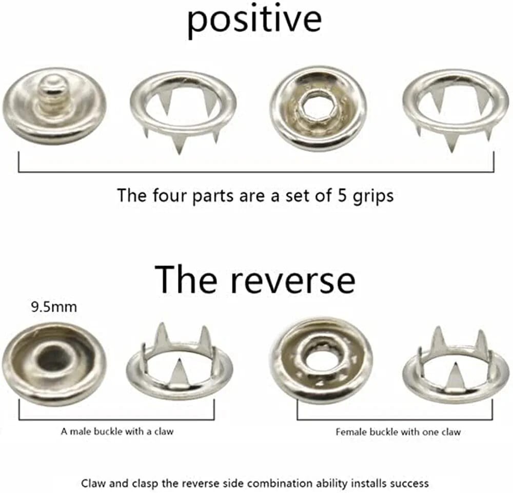 METAL SNAP BUTTON WITH PILERS 25 BUTTON SET