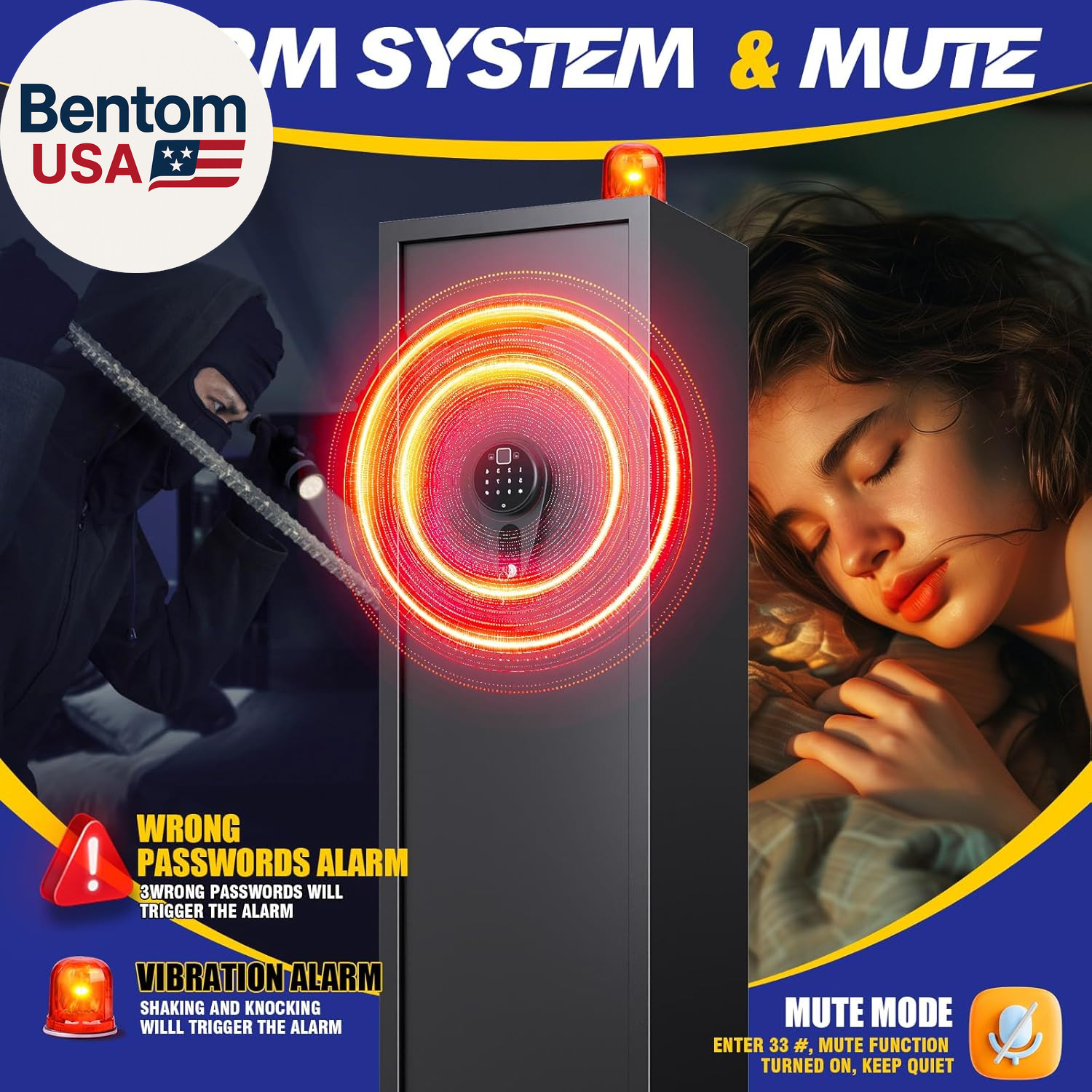 8-12 Gun Safe for Rifles and Pistols,Biometric Fingerprint Lock,No Assembly Requ