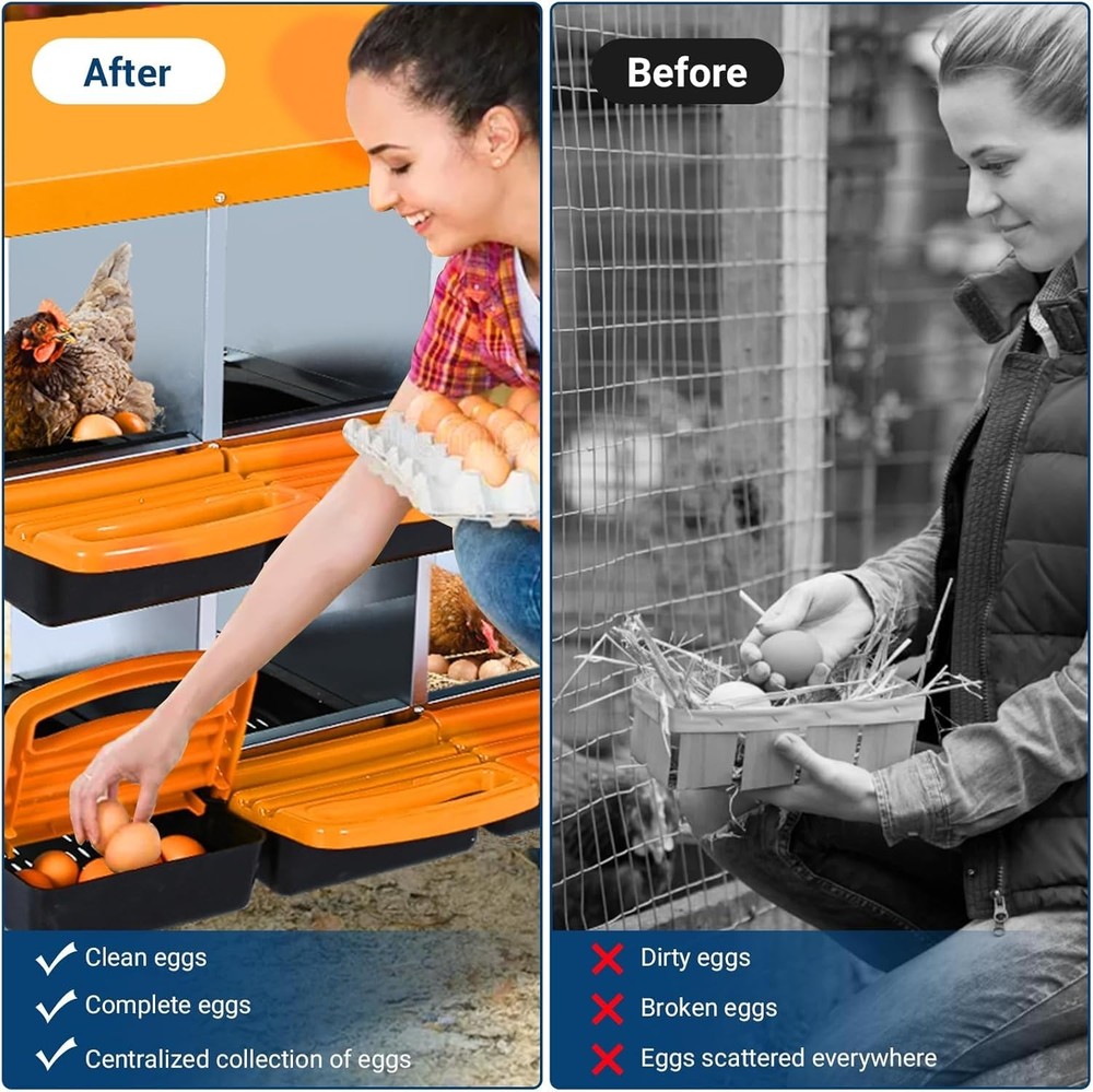 8 Compartments Chicken Nesting Box with Bracket 2 Layer Hens Eggs Laying Boxes