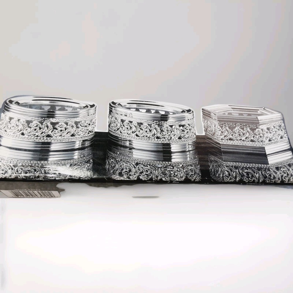 Studio Silversmiths Silver Plated Small Jewelry Boxes Set of 3 NEW