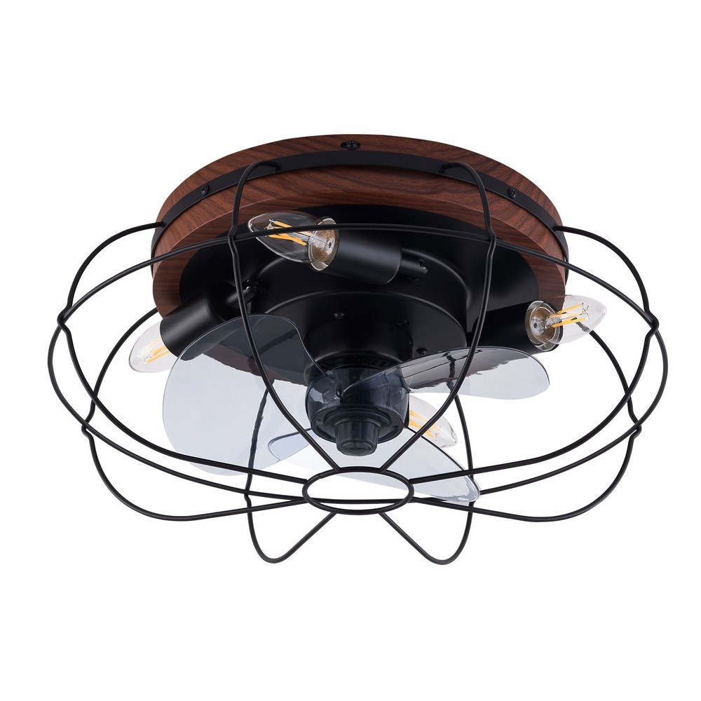 Low Profile Caged Ceiling Fans with Lights and Remote, Flush Mount Ceiling Fan