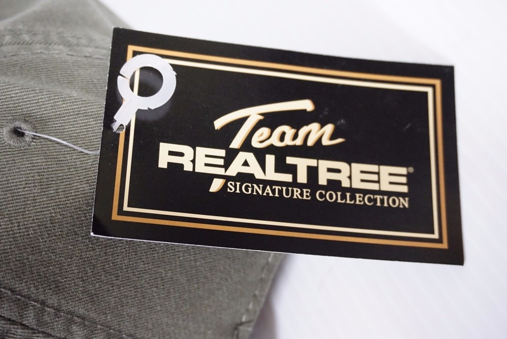 Team Realtree Distressed Adjustable Strap Baseball Hat Cap - Olive Green & Camo
