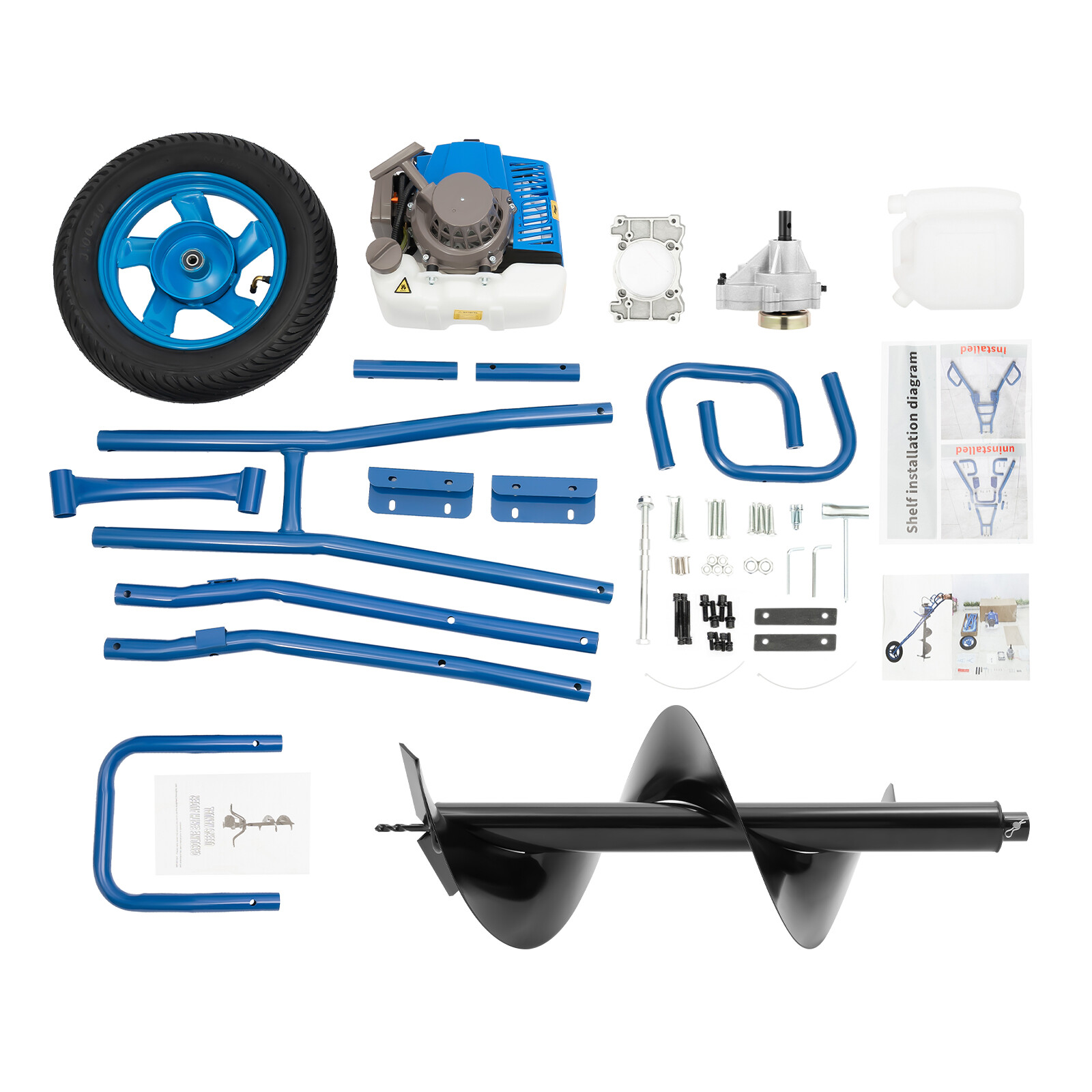 63cc 3hp Gas Powered Post Hole Digger Earth Auger with 12-Inch Bit