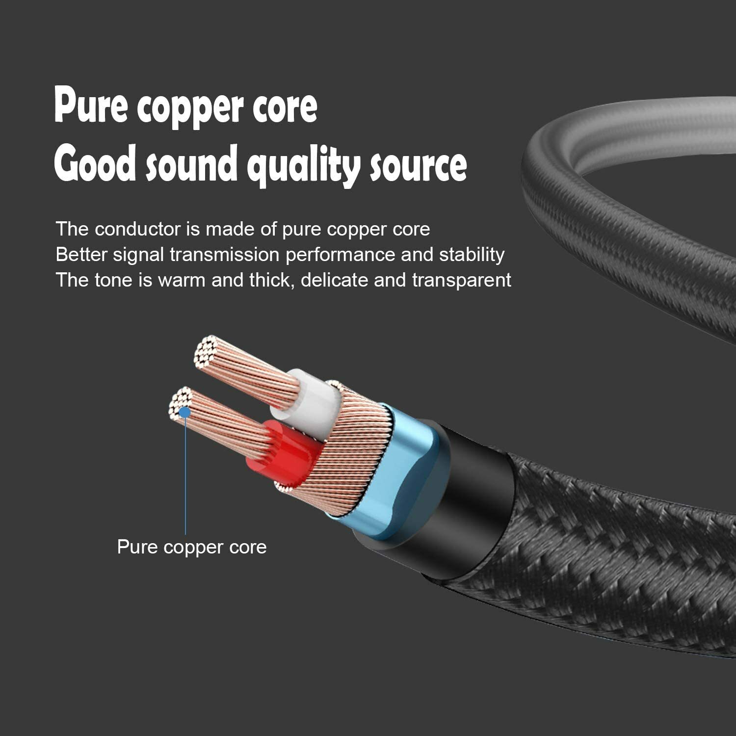 6.35mm 1/4" to 3.5mm 1/8" Male TRS Stereo Audio Cable with Alloy Housing