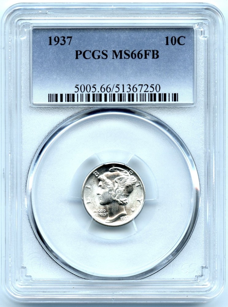 1937 Mercury Dime, PCGS MS66FB