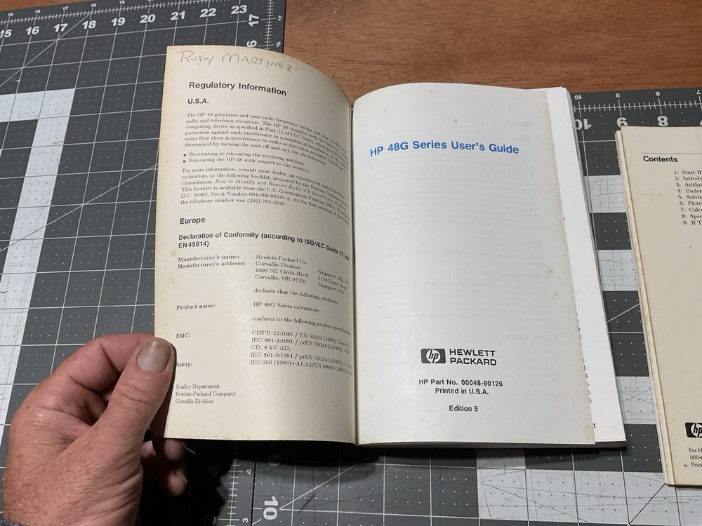 Hewlett-Packard HP 48G Series Calculator User's Guide, Quick Start Guide, 1993