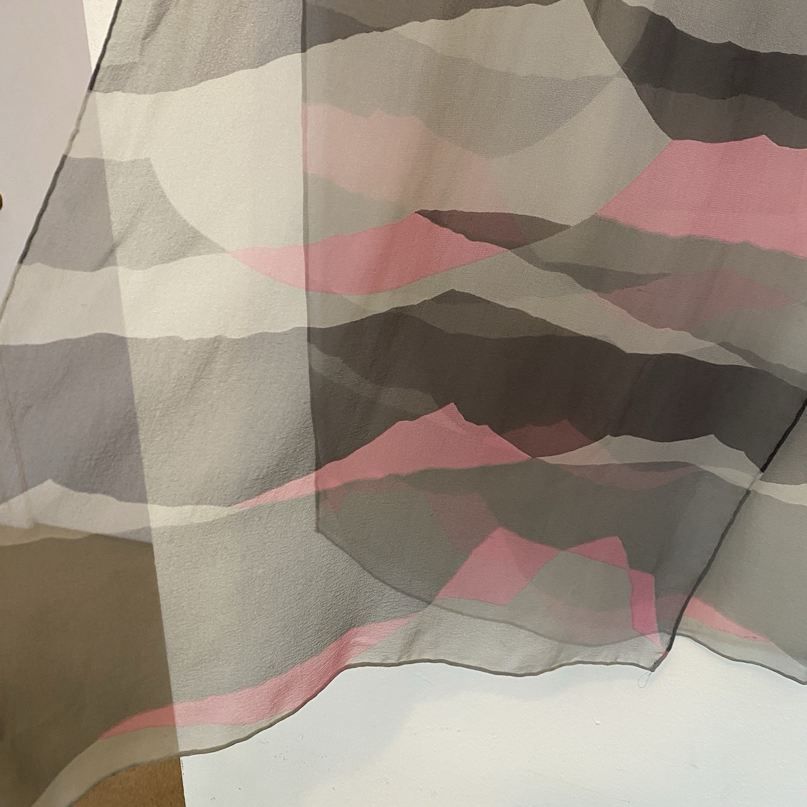 Vintage Gray & Pink Abstract Sheer Womens Scarf Accessory