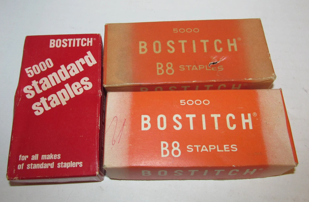 3 Boxes Vintage Bostitch Staples 2 boxes B8 5000 & SBS 5000 Chisel Point Staples