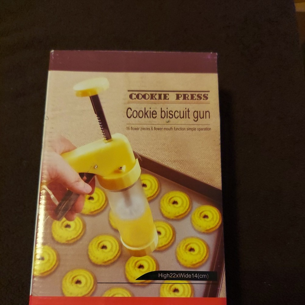 COOKIE PRESS COOKIE BISCUIT GUN 16 Pieces Biscuit Decoratin Baking