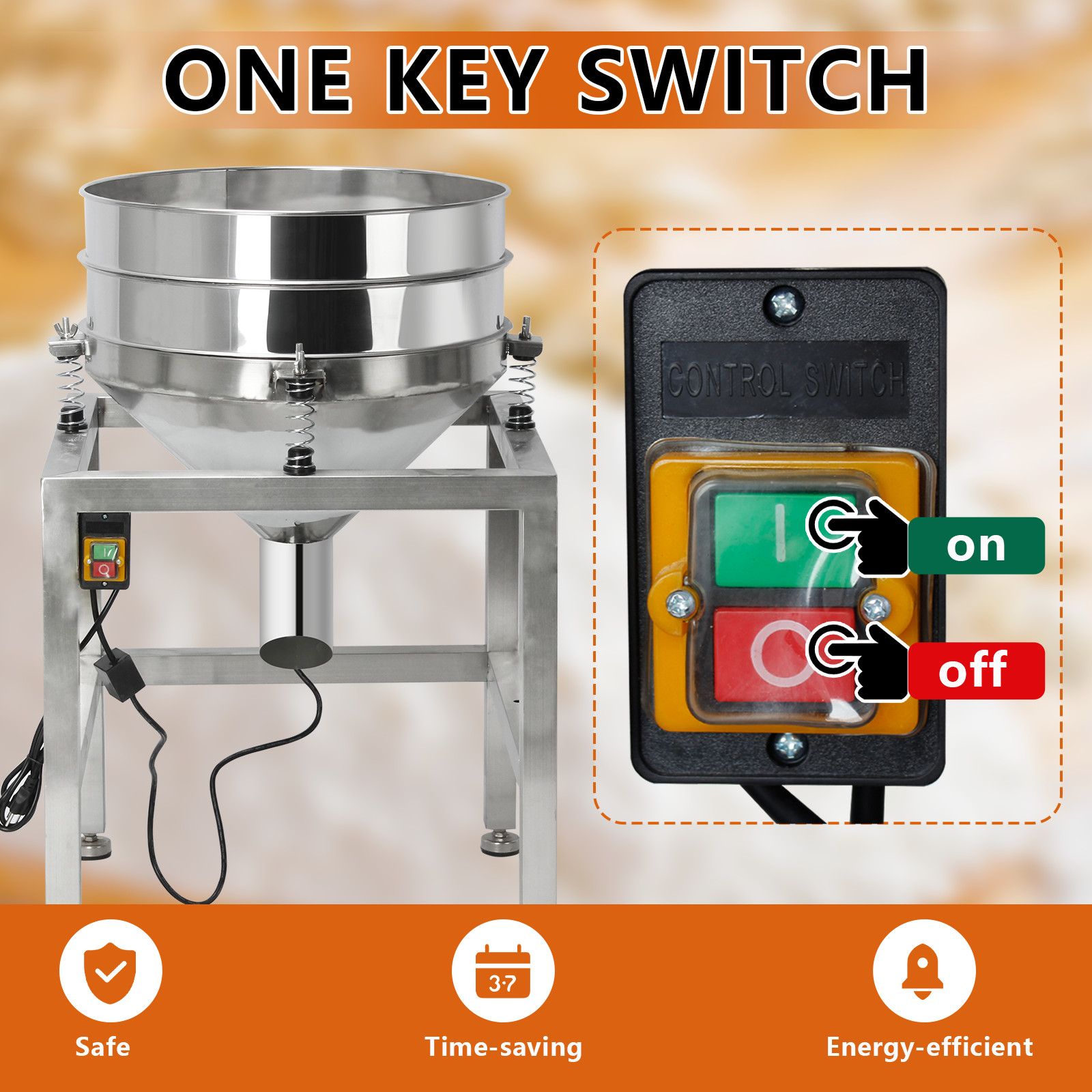 Automatic Powder Sifter Machine Flour Sifter with 19.6" 40&100Mesh Sieve Screen