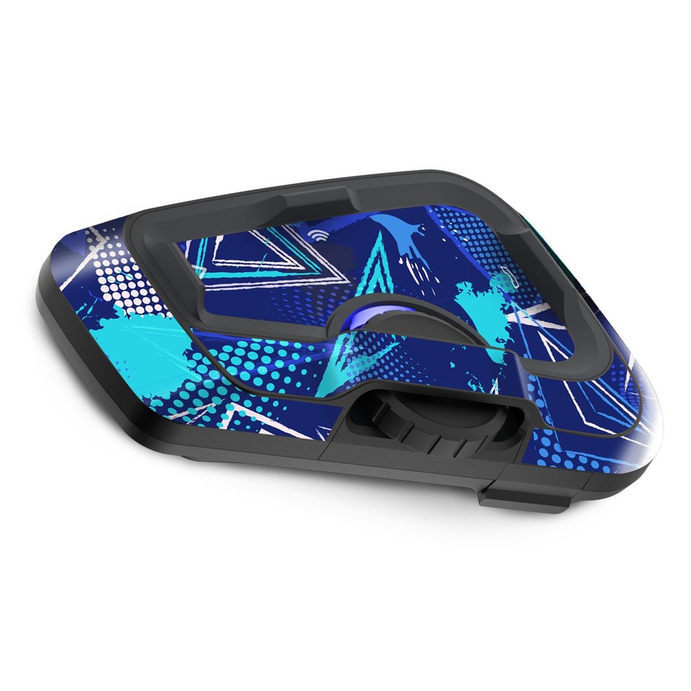 For CARDO Freecom 4X 2X Protective Headset Decal Sticker x2 Blue Grid