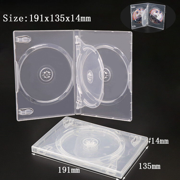 Clear STANDARD 4 Discs DVD Cases Box 14MM 4 DVD Holder Flip Sleeves Carry Case