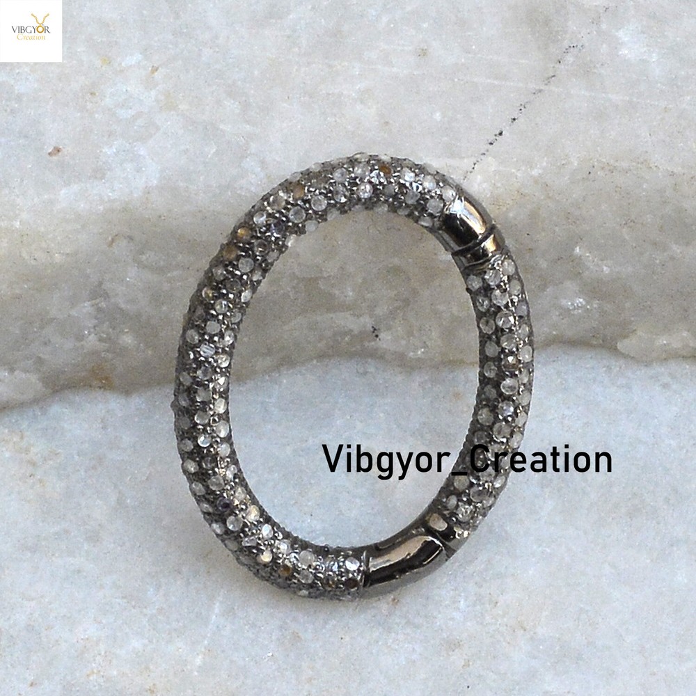 Pave Diamond Spring Clasp Lock  Finding Jewelry 925 Solid Silver Necklace Making
