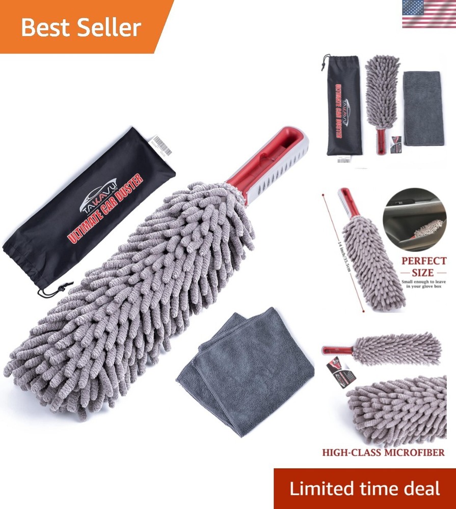 360° Microfiber Car Duster with Ergonomic Handle - Lint Free Cleaning