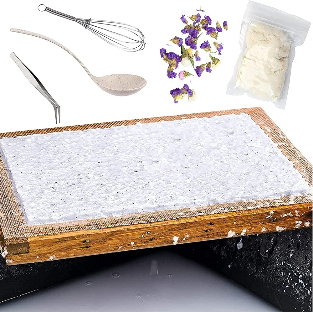 11 Pack Paper Making Screen Kit Include 5 PCS Wooden Paper Making Mold Frame, Dr