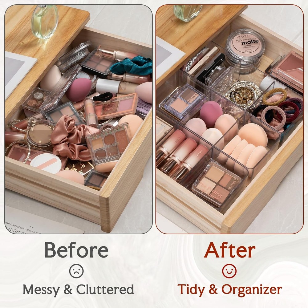 Acrylic Cosmetic Organizer 3-Section Makeup Storage Tray