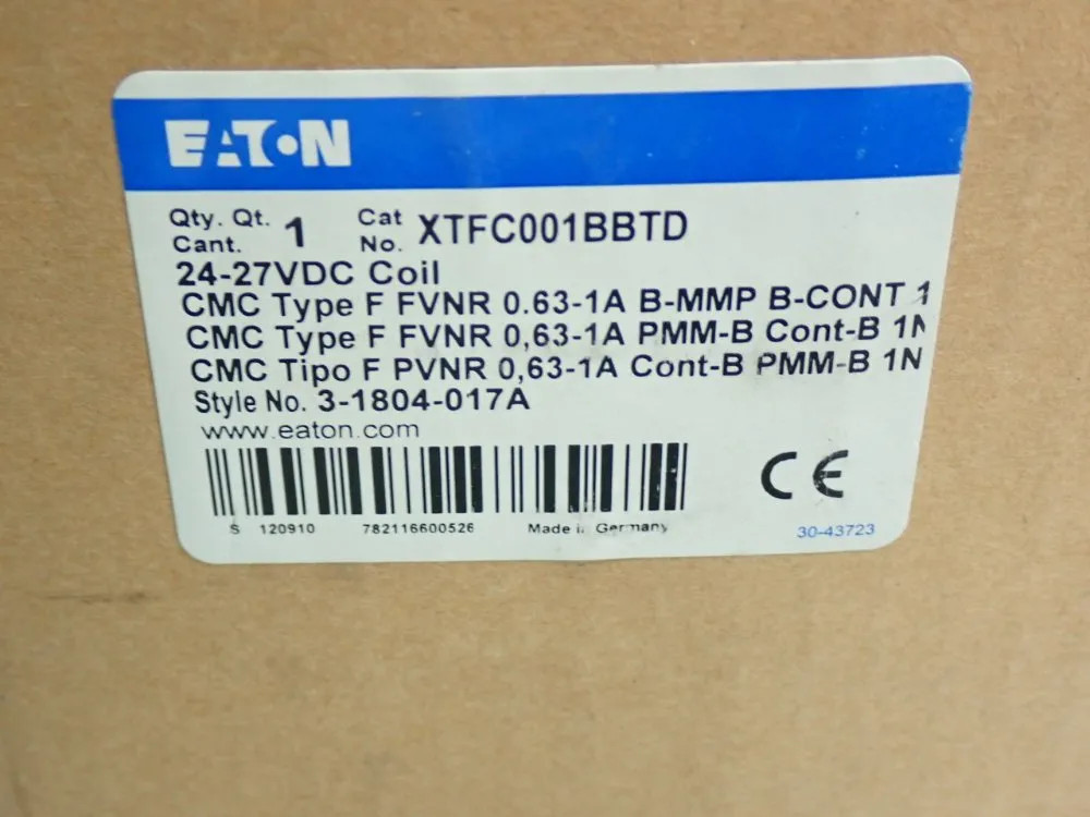 EATON XTFC001BBTD NON-REVERSING COMBINATION MANUAL MOTOR CONTROLLER 102101
