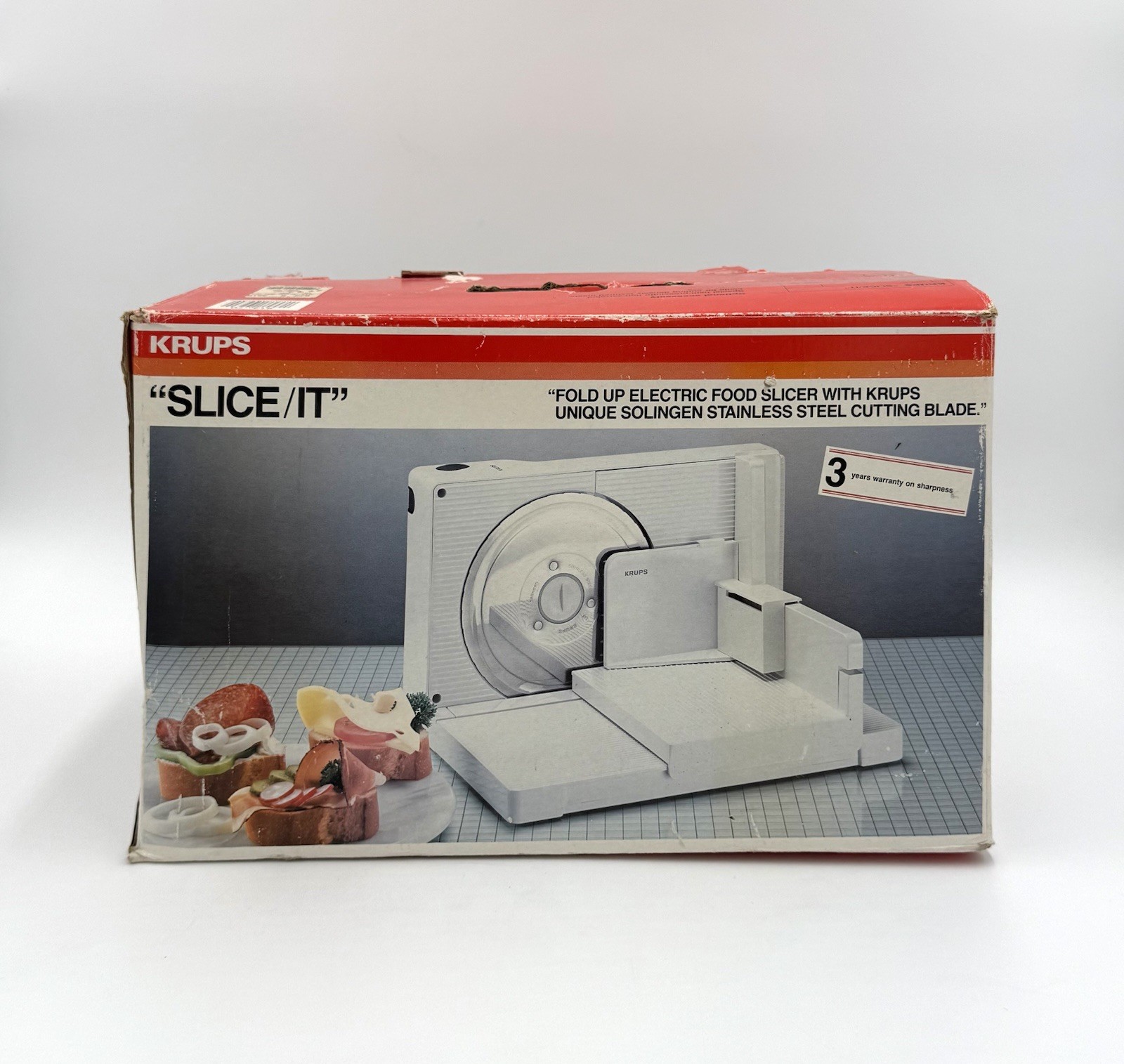 KRUPS Slice It Model 213 Electric Food Slicer Fold Up Tested w Box VTG