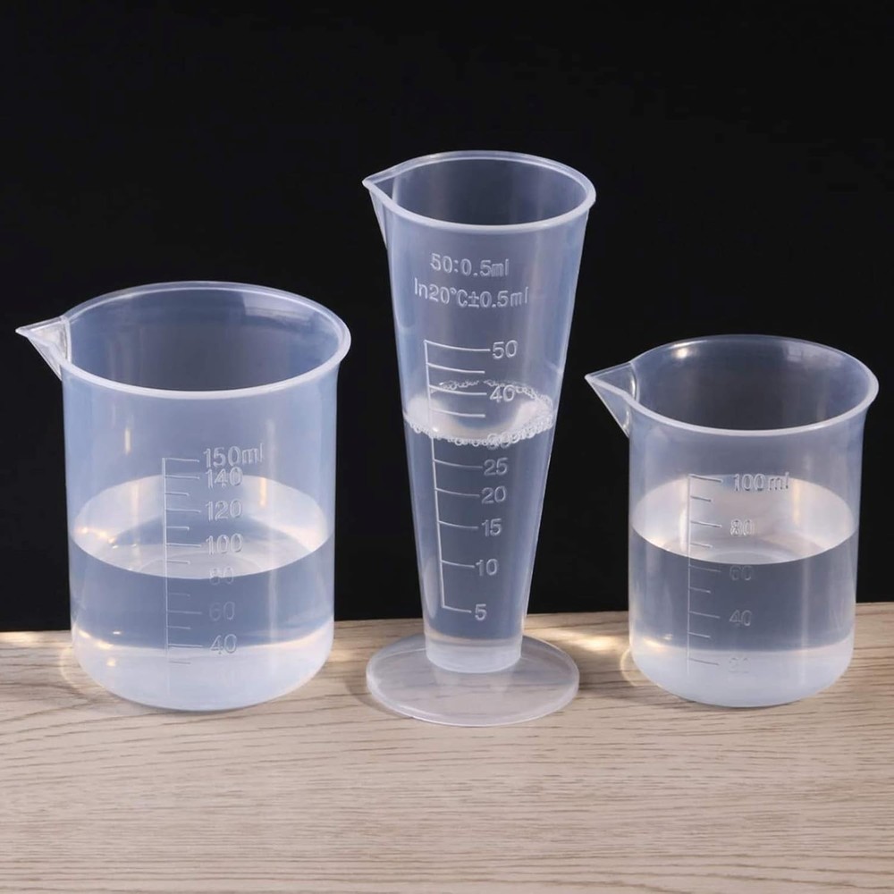 Versatile 3-Pack 100ml Plastic Beakers - Lightweight Measuring Cups for All Uses