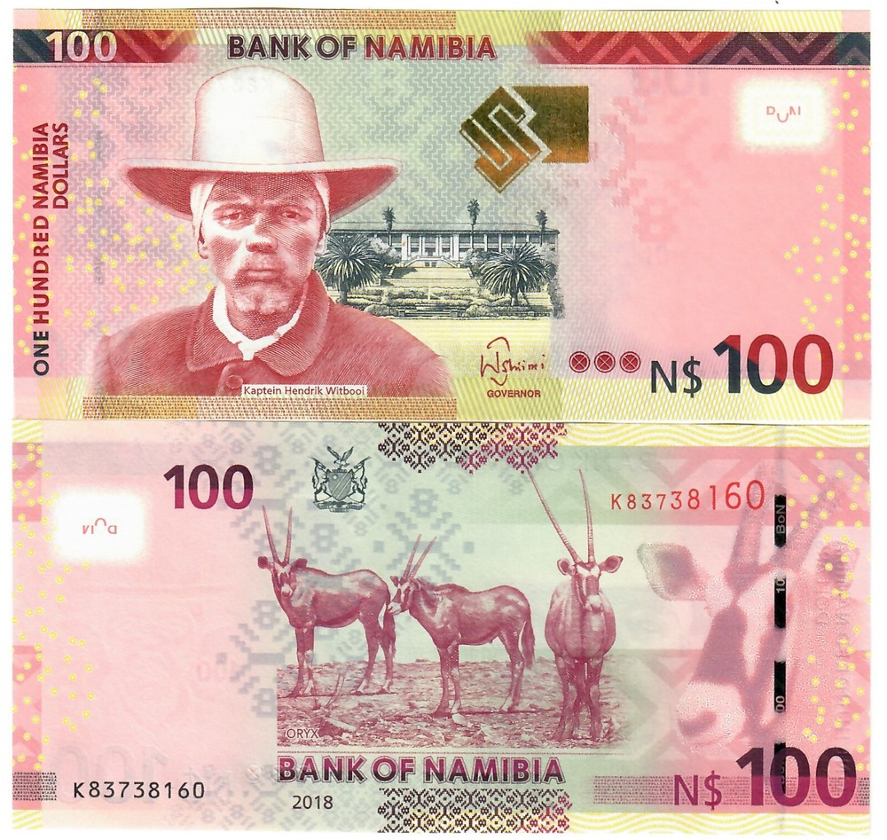 Namibia 10x 100 Dollars 2018 UNC "Shiimi"