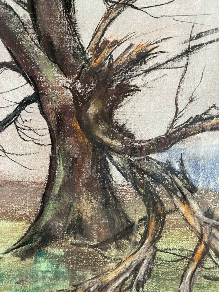 ::FRANZ EHMKE *1928 -2018 BERLIN DEAD TREE BROKEN BRANCH PASTEL SIGNED