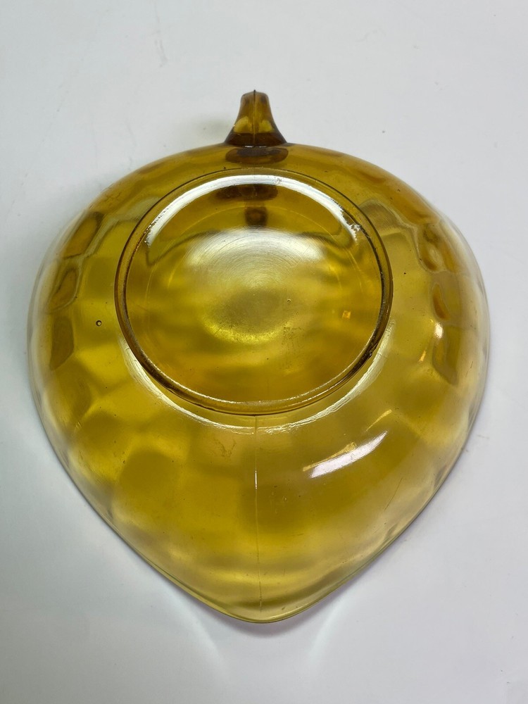 Vintage Amber Heart-Shaped Dish