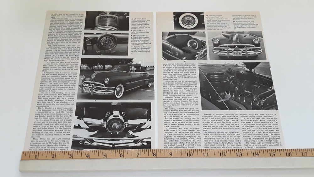1951 PONTIAC CHIEFTAIN 8 ORIGINAL 1991 ARTICLE