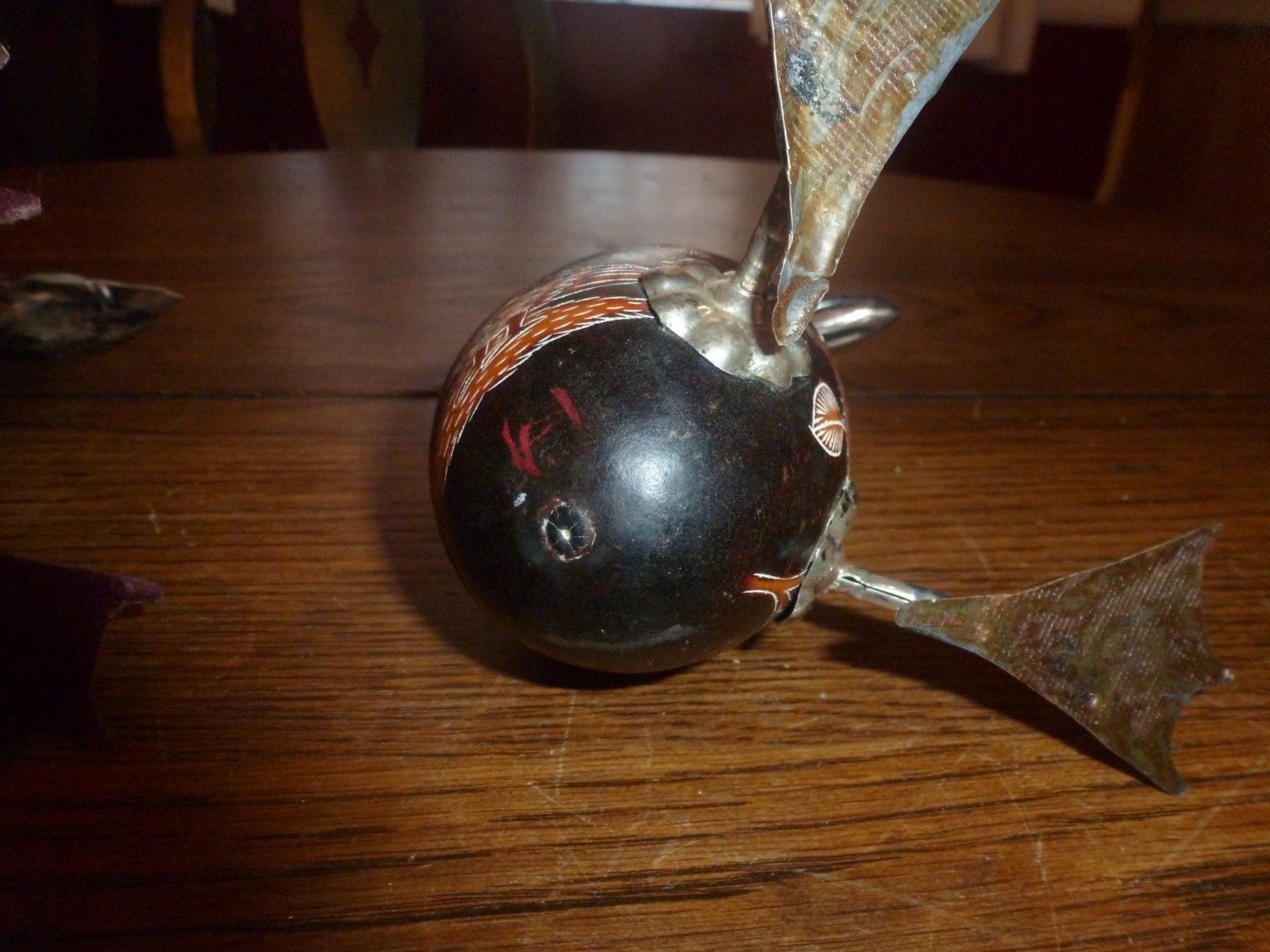 Sterling Silver 925 Vintage Hand-Carved Peruvian Gourd Art Duck