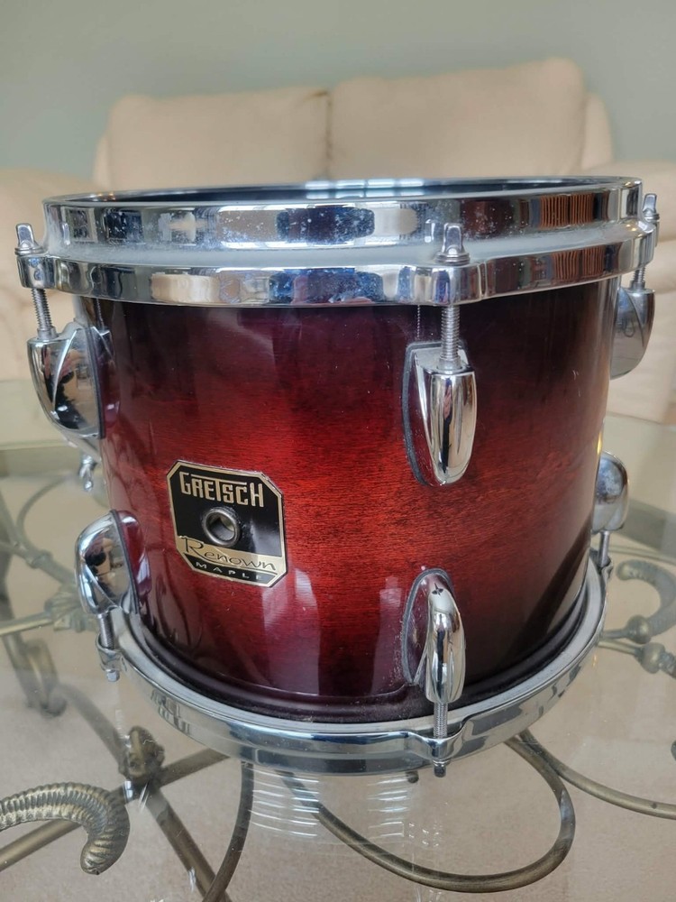 GRETSCH RENOWN,Maple Shell,Cherry Burst,10" Dia. X 8" Deep Mounted Tom,Die Cast.