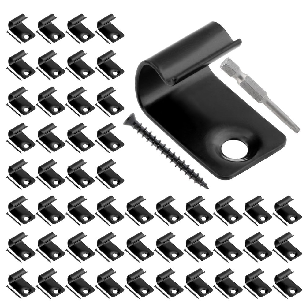 Hidden Deck Fasteners for Composite Decking | 100-Piece Set (50 Clips, Black