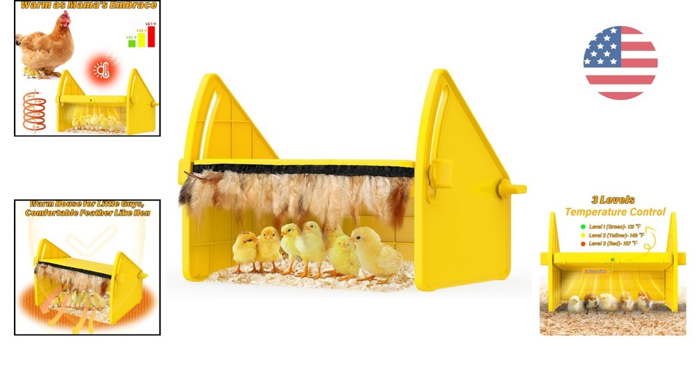 Brooder Plate for Poultry with 3-Level Temp Control - Indoor Use, Yellow