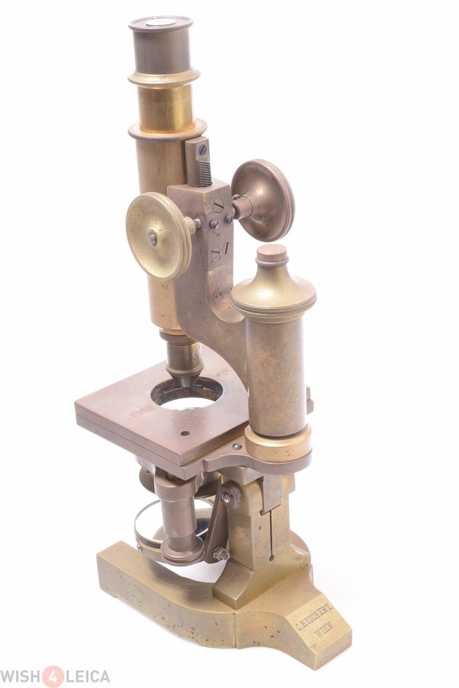✅ REICHERT ANTIQUE BRASS MICROSCOPE COMPOUND C.1900 W/ CASE
