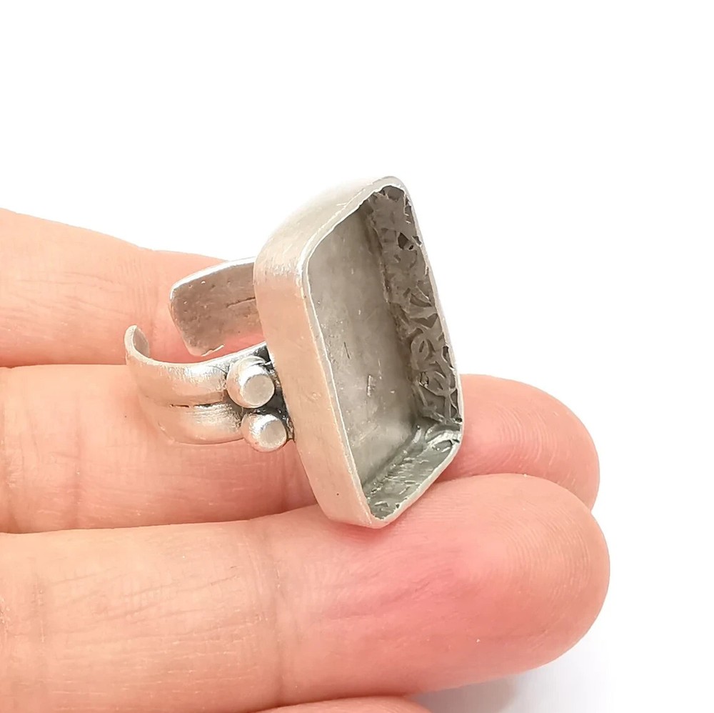 Rectangle Ring Setting Resin Blank Cabochon Mounting Adjustable Dried Flower