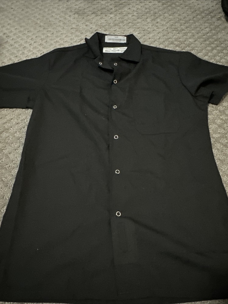 PINNACLE HD SOLID BLACK SMALL 6 BUTTON COTTON BLEND CHEFS COOK UNIFORM Shirt