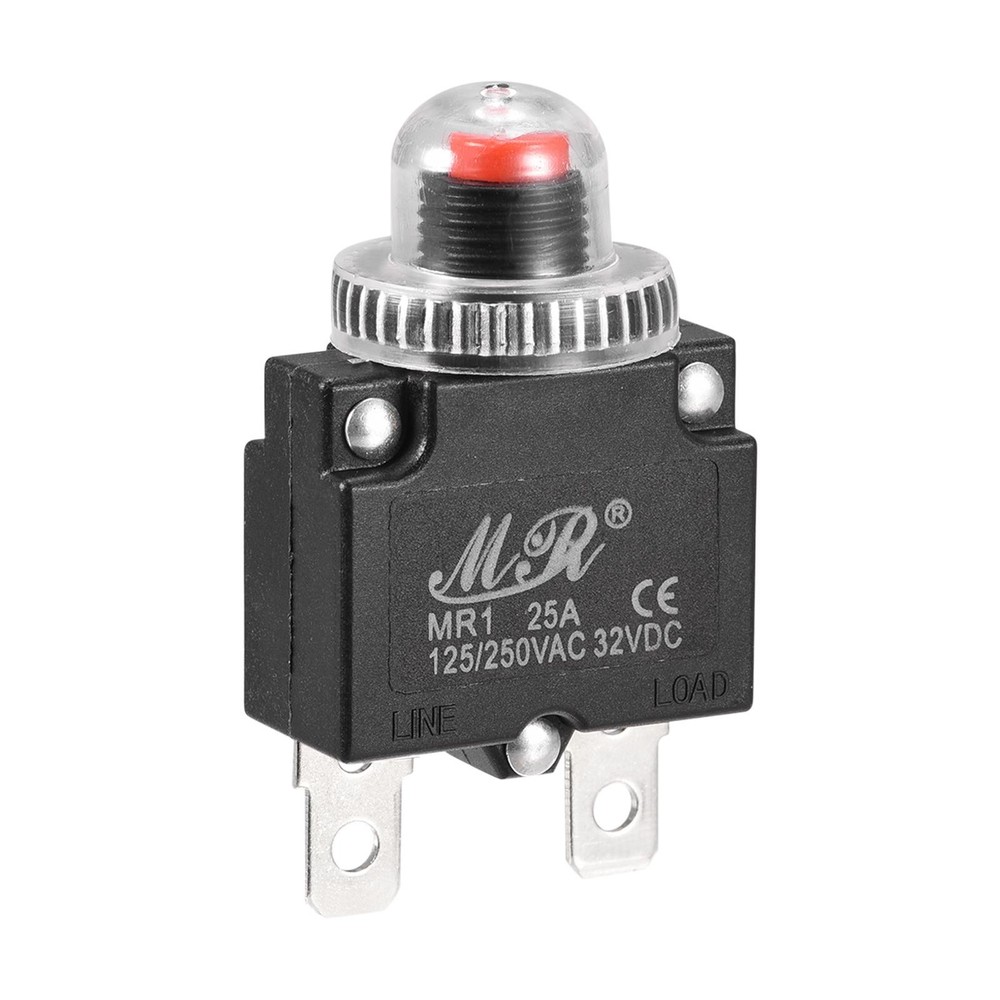 Circuit Overload Protector 25A Push Button with Waterproof Caps 1pcs
