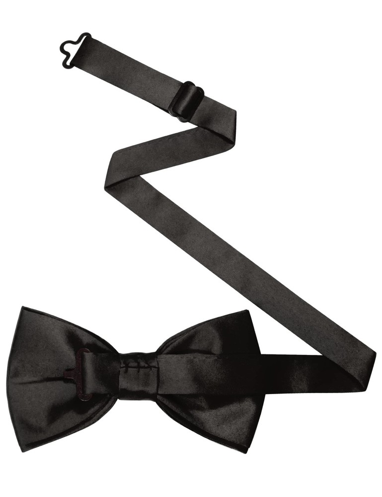 JEMYGINS Solid Color Pre-tied Bow Tie Adjustable Bowtie for Men Black