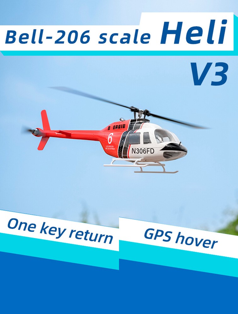 FlyWing Bell 206 RC Helicopter GPS Stabilized H1 Flight Control 2 Battery US
