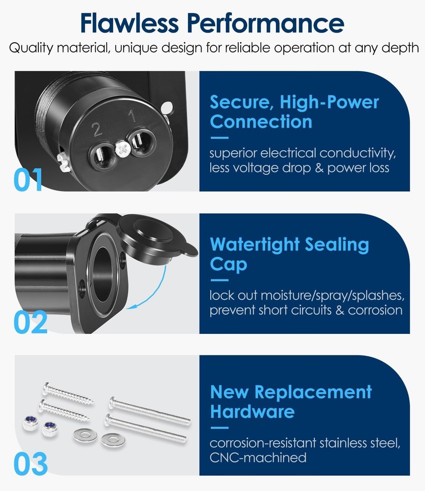 Replace for Scotty #2126 Depthpower Marinco Electric Socket , Black