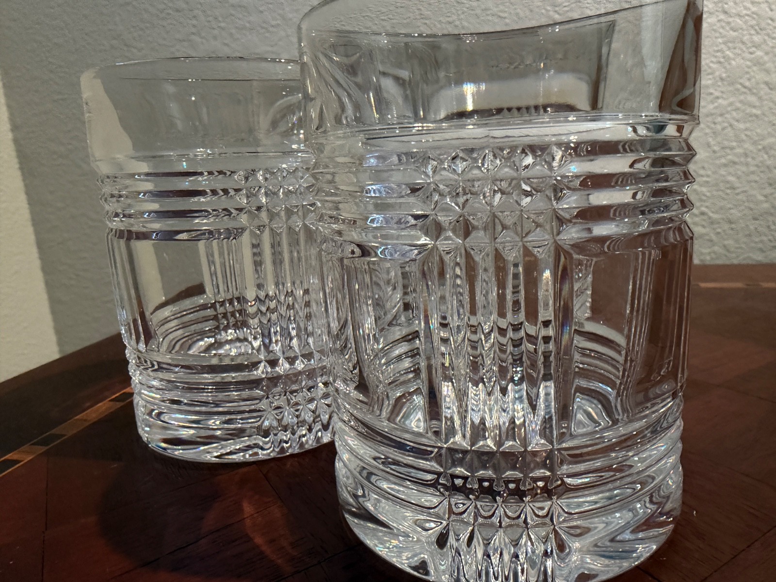 Set of 4 Ralph Lauren Glen Plaid Double Old Fashioned Rocks Glasses Barware