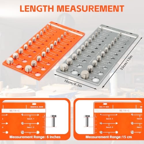 44 Nut and Bolt Thread Checker Standard and Metric, Bolt Sizer and Thread