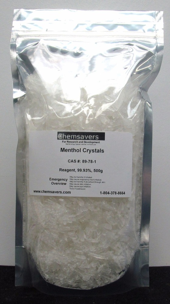 Menthol Crystals, Reagent, 99.93%, 500g