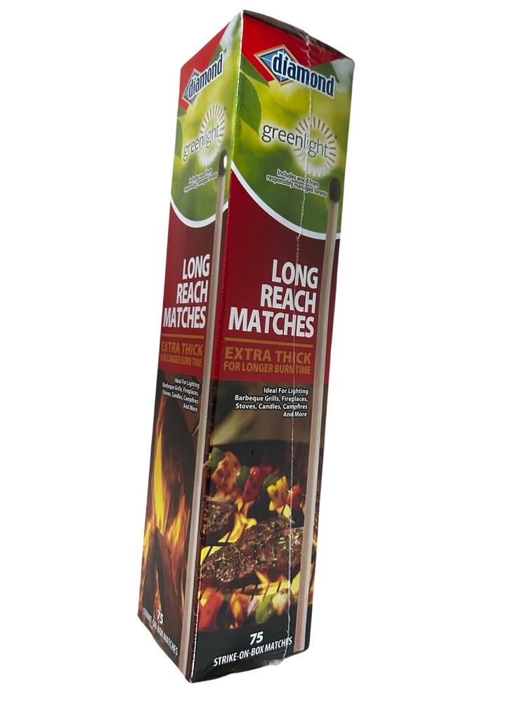 Diamond Greenlight Long Reach Matches Extra Thick, 75-count Each (2 Pack)