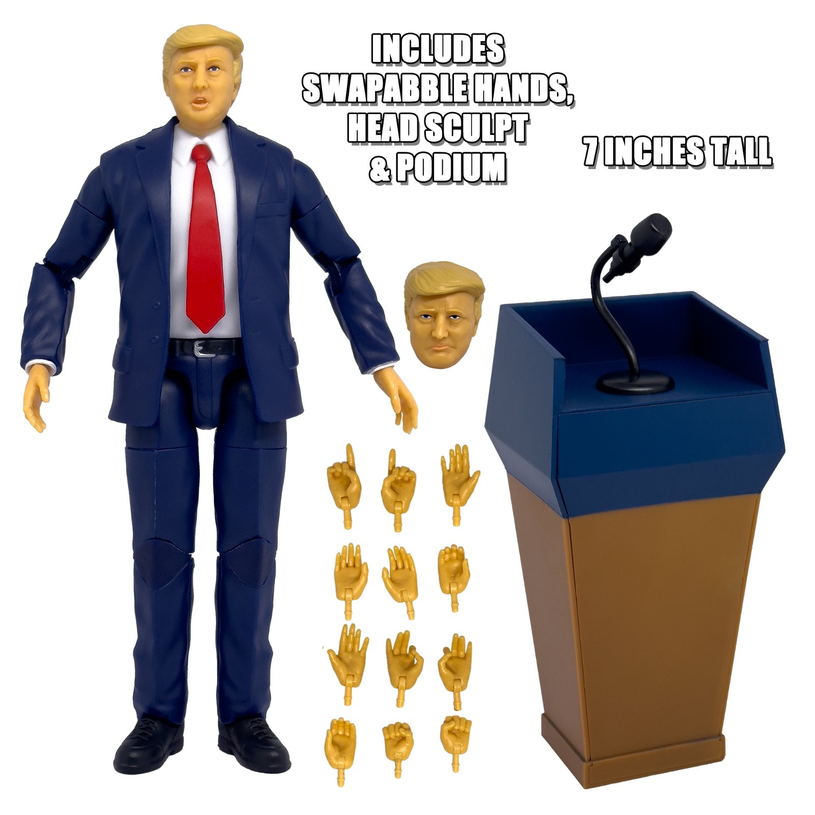 President Trump Talking Action Figure With Deluxe Articulation & Podium