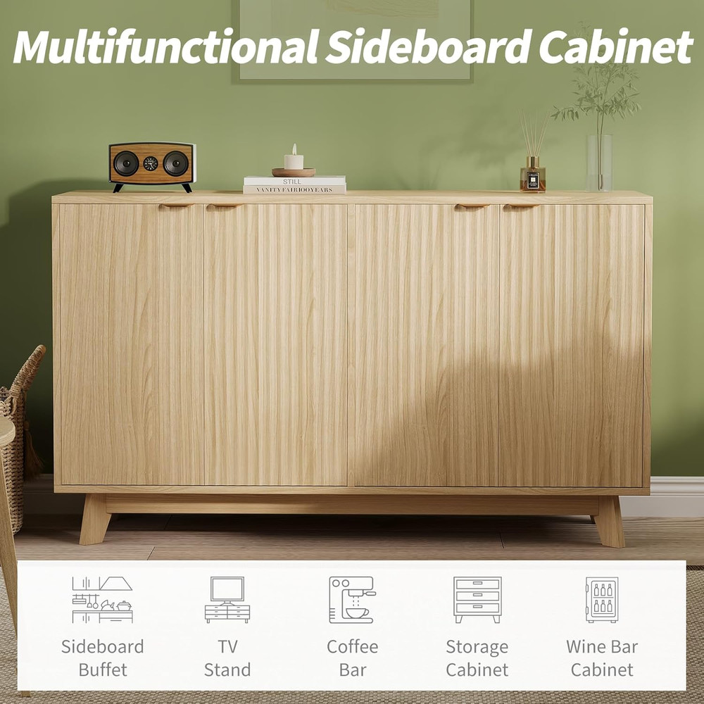 Modern 55.1" Sideboard Buffet Cabinet with Adjustable Shelves & Storage