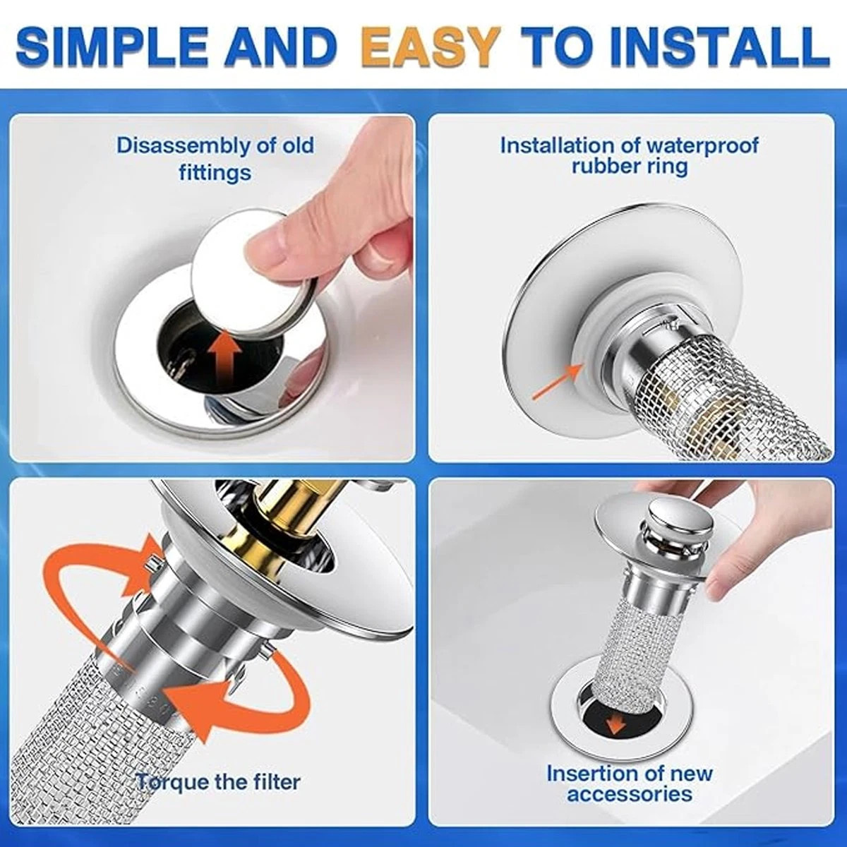 2 Pcs Bathroom Sink Stopper Hair Catcher Bathroom Pop Up Sink Drain Filter