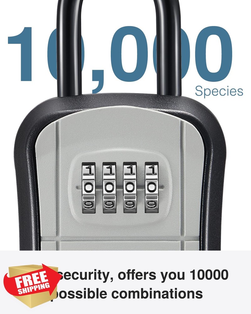 Puroma Gray Key Lock Box Wall Mount Combination Key Storage Resettable Code