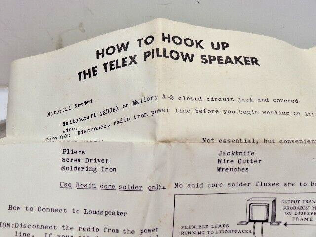 TELEX Pillow Speaker #SDN-2A original box untested