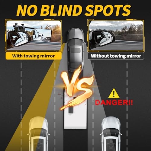 Clip-On Mirror Extenders for Towing - 360° Adjustable Side Mirror Extensions