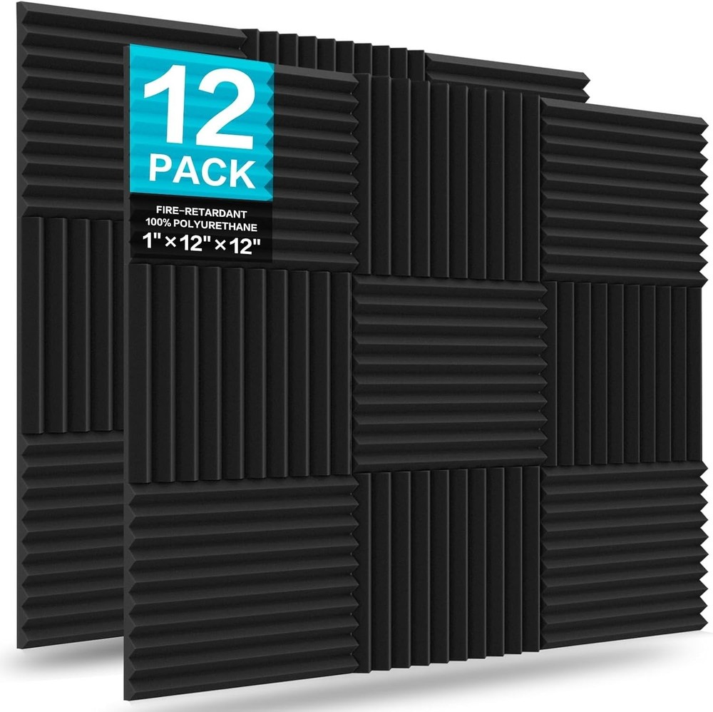 Acoustic Foam Panel Set Black 12 Pack